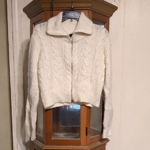 Universal Thread Cream Zip-Up Cable Knit Sweater - Picture 1 of 5
